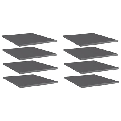 Bookshelf Boards 8 pcs High Gloss Grey 40x50x1.5 cm Engineered Wood