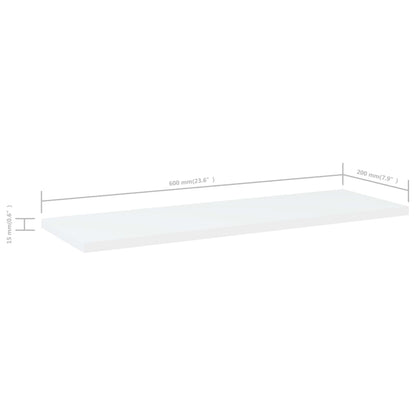 Bookshelf Boards 4 pcs White 60x20x1.5 cm Engineered Wood