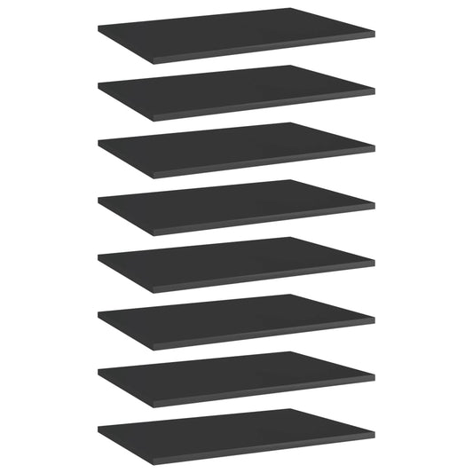 805263 vidaXL Bookshelf Boards 8 pcs High Gloss Black 60x40x1,5 cm Engineered Wood