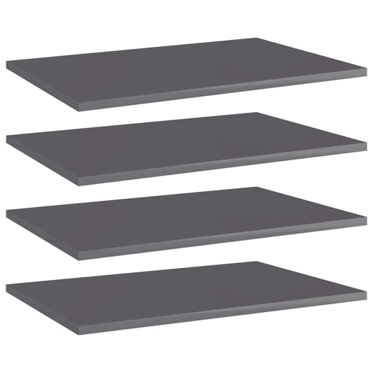 805264 vidaXL Bookshelf Boards 4 pcs High Gloss Grey 60x40x1,5 cm Engineered Wood