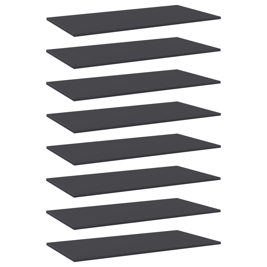 Bookshelf Boards 8 pcs Grey 80x20x1.5 cm Engineered Wood
