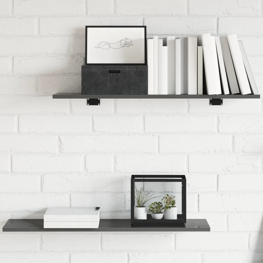 805313 vidaXL Bookshelf Boards 8 pcs High Gloss Grey 80x20x1,5 cm Engineered Wood