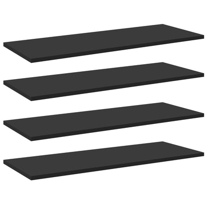 805316 vidaXL Bookshelf Boards 4 pcs Black 80x30x1,5 cm Engineered Wood