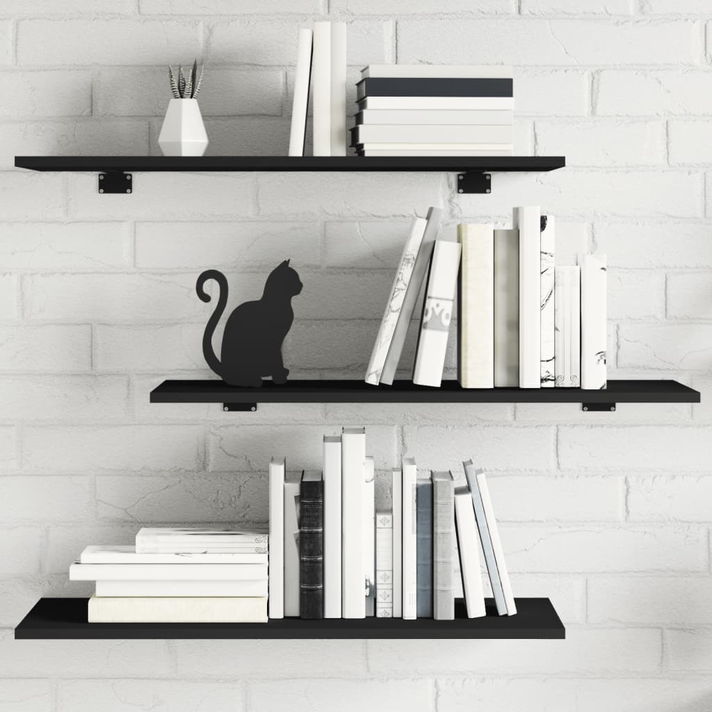 805316 vidaXL Bookshelf Boards 4 pcs Black 80x30x1,5 cm Engineered Wood