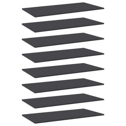 Bookshelf Boards 8 pcs Grey 80x30x1.5 cm Engineered Wood
