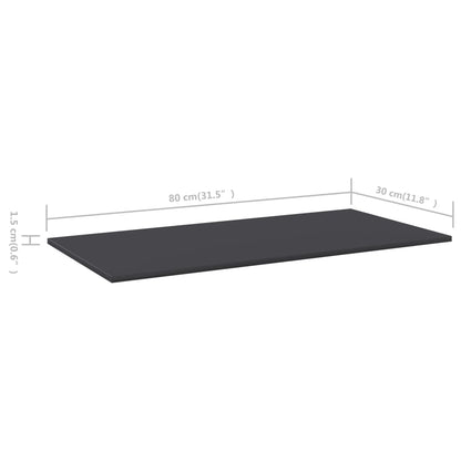 Bookshelf Boards 8 pcs Grey 80x30x1.5 cm Engineered Wood