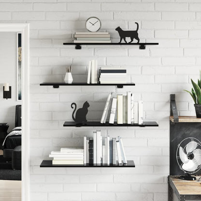 Bookshelf Boards 8 pcs High Gloss Black 80x30x1.5 cm Engineered Wood