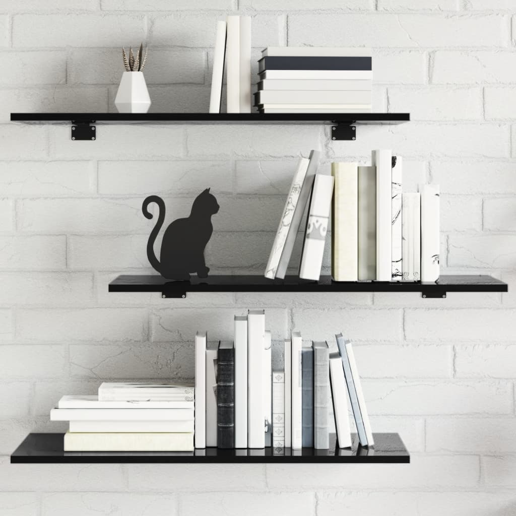 805327 vidaXL Bookshelf Boards 8 pcs High Gloss Black 80x30x1,5 cm Engineered Wood