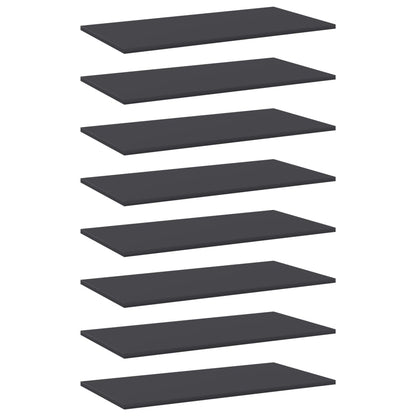 Bookshelf Boards 8 pcs Grey 80x40x1.5 cm Engineered Wood