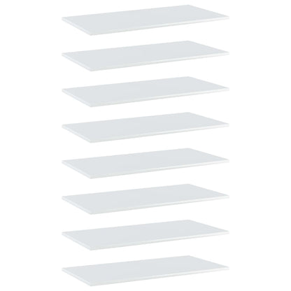 Bookshelf Boards 8 pcs High Gloss White 80x40x1.5 cm Engineered Wood