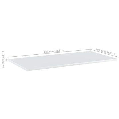 Bookshelf Boards 8 pcs High Gloss White 80x40x1.5 cm Engineered Wood