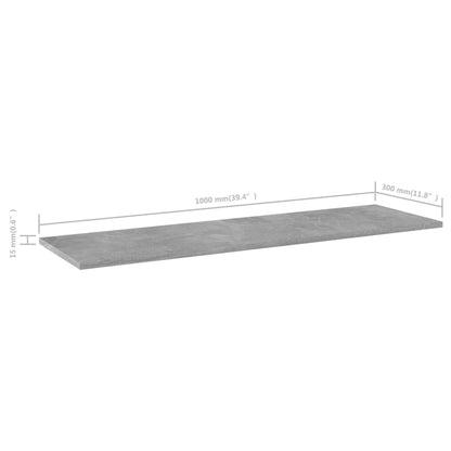 805403 vidaXL Bookshelf Boards 8 pcs Concrete Grey 100x30x1,5 cm Engineered Wood