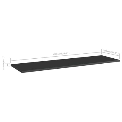 805407 vidaXL Bookshelf Boards 8 pcs High Gloss Black 100x30x1,5 cm Engineered Wood