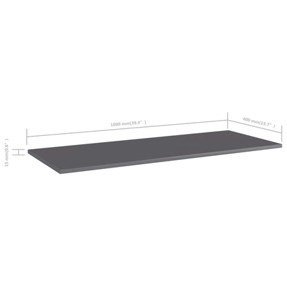 Bookshelf Boards 4 pcs High Gloss Grey 100x40x1.5 cm Engineered Wood
