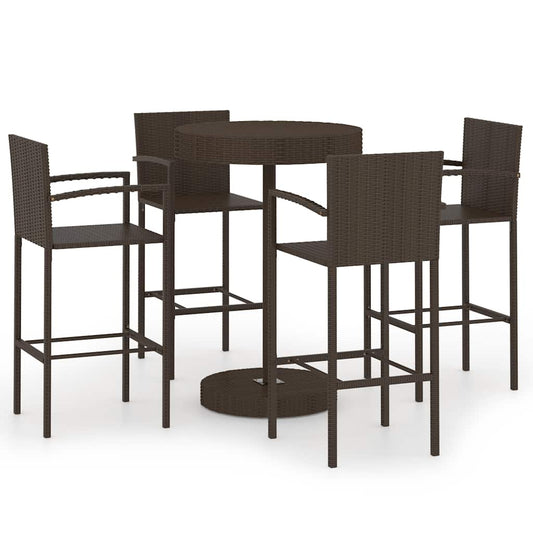 Garden Bar Set | Brown | PE rattan | Medium | Seats Many | Garden Bar Set