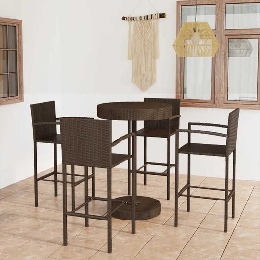 Garden Bar Set | Brown | PE rattan | Medium | Seats Many | Garden Bar Set