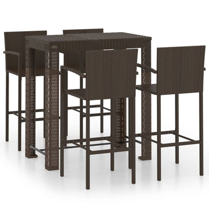 Garden Bar Set | Brown | PE rattan | 5 Piece Set | Footrest