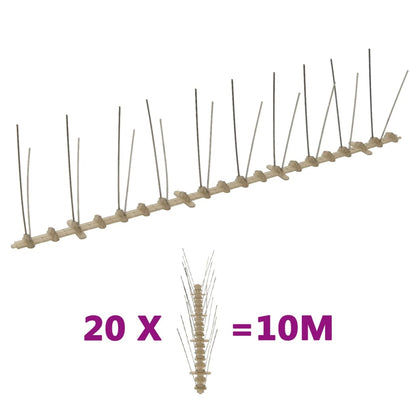 2-row Plastic Bird & Pigeon Spikes Set of 20, ideal for repelling unwanted birds and pests, weather-resistant and effective bird control for garden and home.