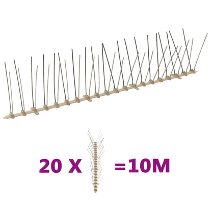 4-row Plastic Bird & Pigeon Spikes Set of 20 10 m, perfect for keeping your home and garden safe from unwanted birds and pests.