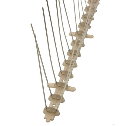 5-row Plastic Bird & Pigeon Spikes Set of 6 3 m installation showing protective spikes against birds.