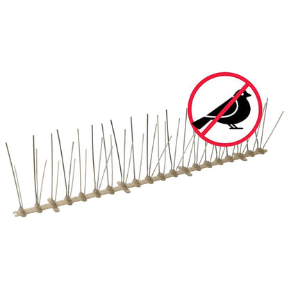 Close-up of 5-row Plastic Bird & Pigeon Spikes Set of 6 3 m demonstrating the durable plastic and stainless steel material.