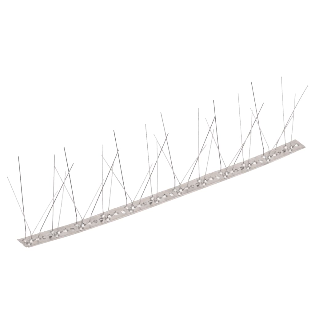 Durable stainless steel material of 5-row Bird & Pigeon Spikes Set of 20 10 m, ideal for repelling unwanted wildlife.