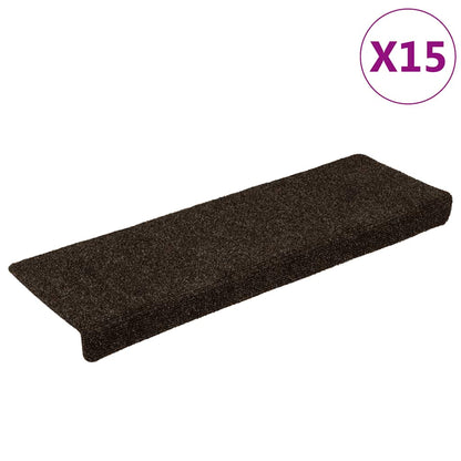 Stair Mats Self-adhesive 15 pcs 65x21x4 cm Dark Brown Rectangular Edge