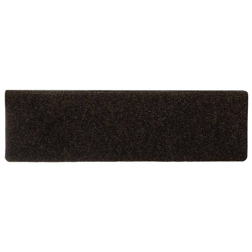 Stair Mats Self-adhesive 15 pcs 65x21x4 cm Dark Brown Rectangular Edge