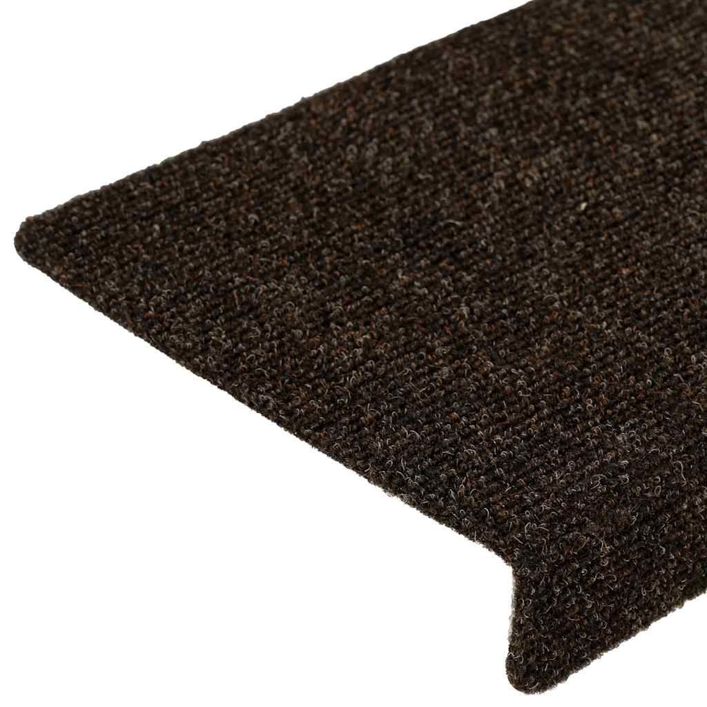 Stair Mats Self-adhesive 15 pcs 65x21x4 cm Dark Brown Rectangular Edge