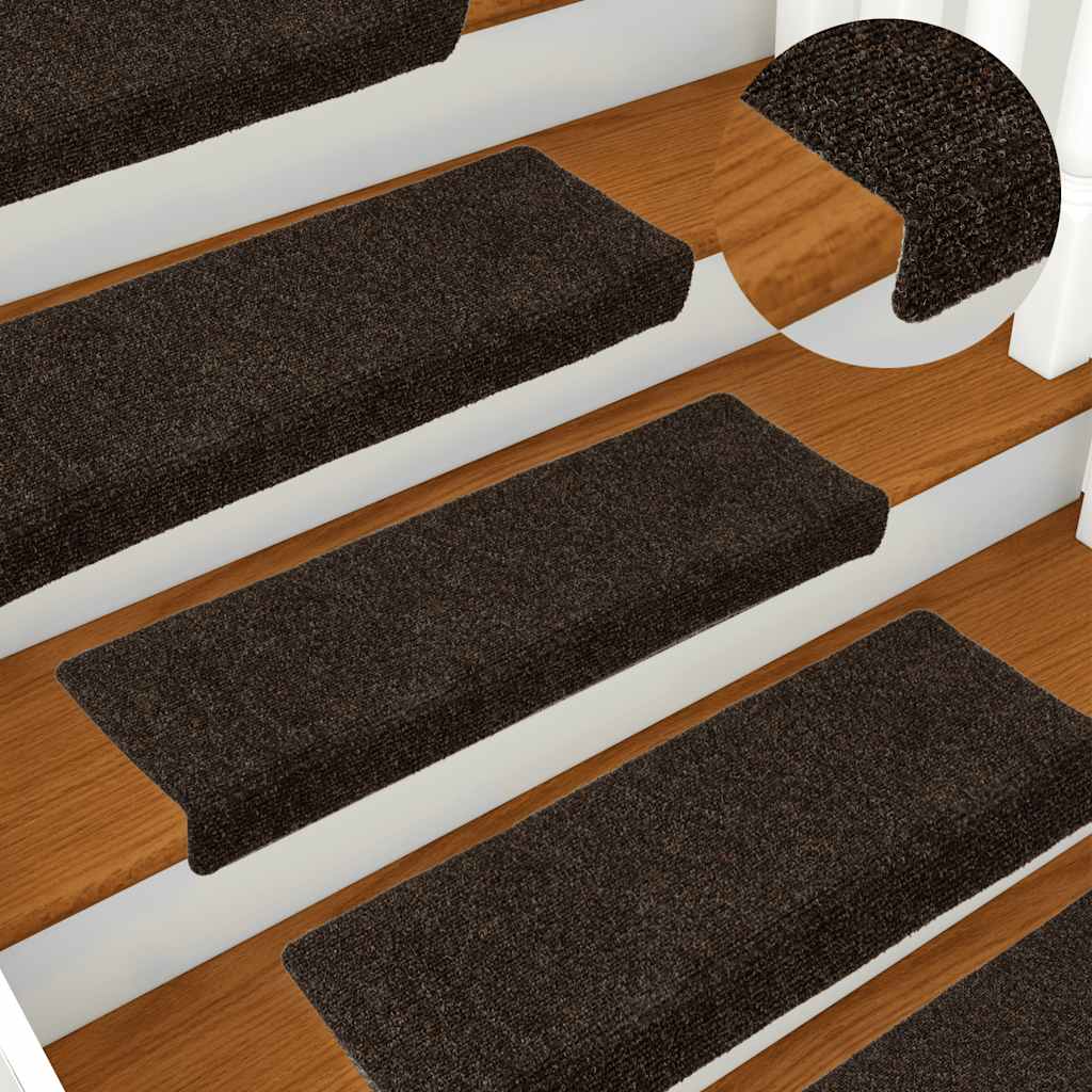 Stair Mats Self-adhesive 15 pcs 65x21x4 cm Dark Brown Rectangular Edge