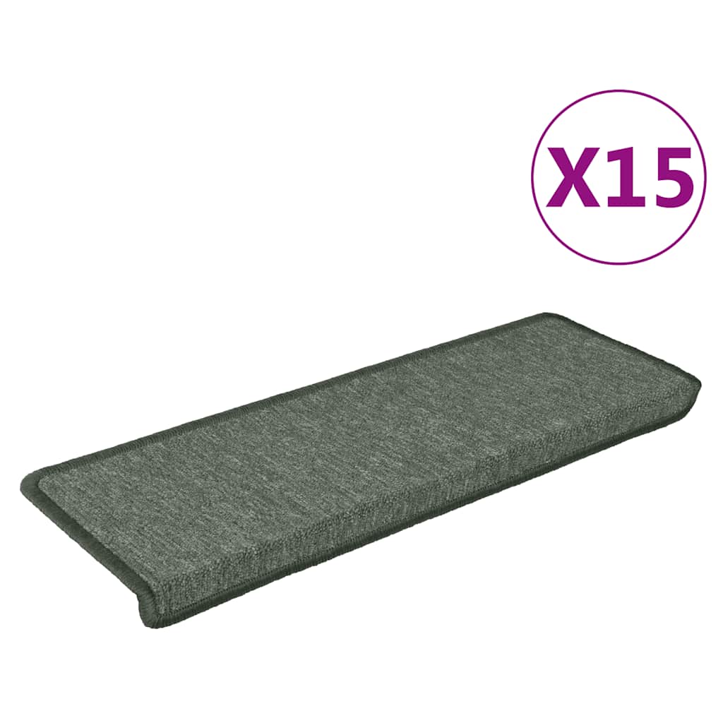 Stair Mats 15 pcs 65x21x4 cm Dark Green Rectangular Edge