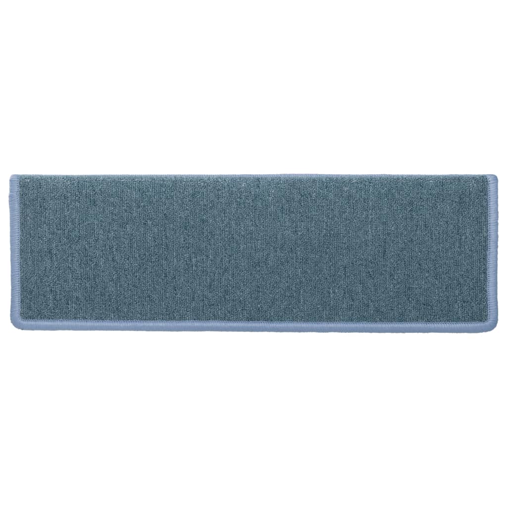 Stair Mats 15 pcs 65x21x4 cm Sea Blue Rectangular Edge