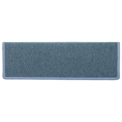 Stair Mats 15 pcs 65x21x4 cm Sea Blue Rectangular Edge