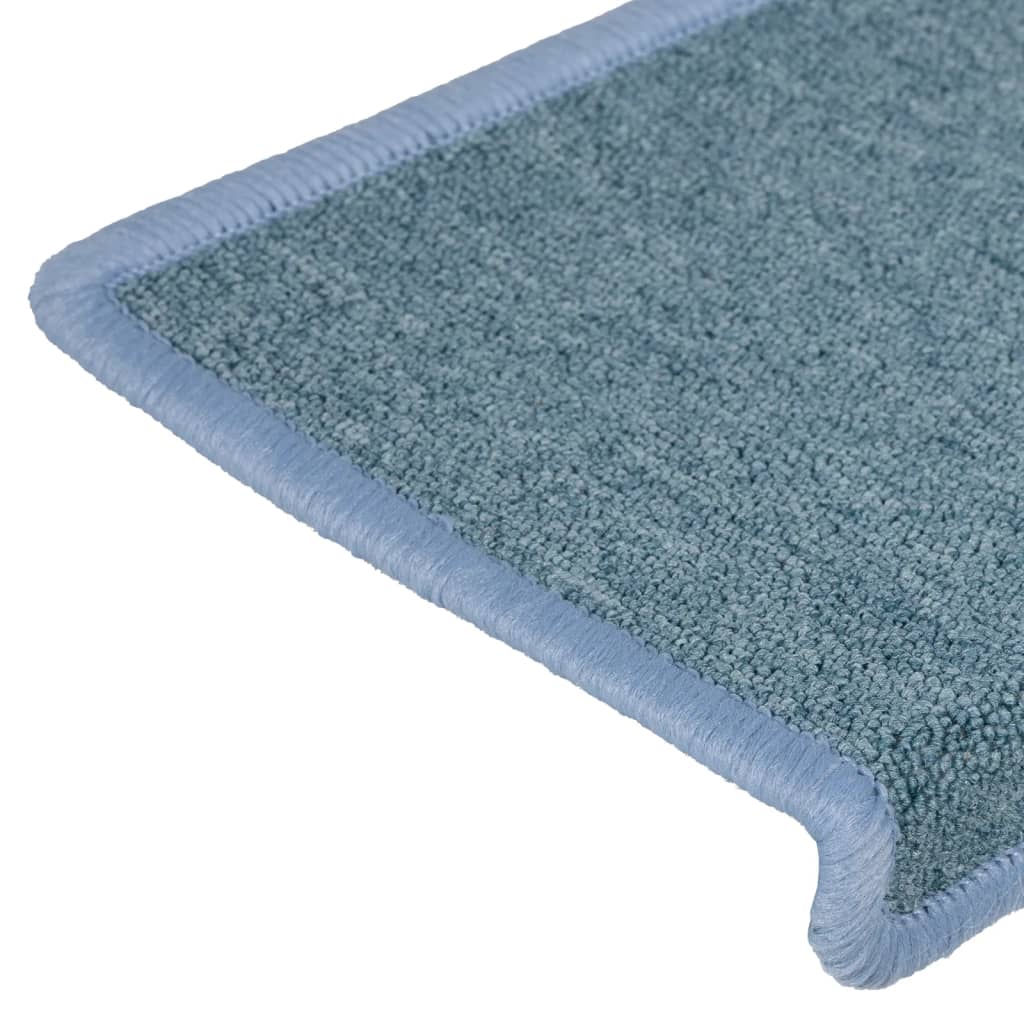 Stair Mats 15 pcs 65x21x4 cm Sea Blue Rectangular Edge