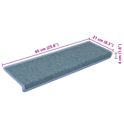 Stair Mats 15 pcs 65x21x4 cm Sea Blue Rectangular Edge