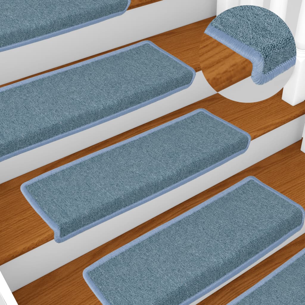 Stair Mats 15 pcs 65x21x4 cm Sea Blue Rectangular Edge