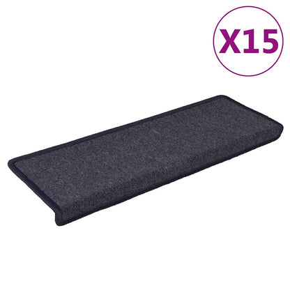 Stair Mats 15 pcs 65x21x4cm Dark Grey and Blue Rectangular Edge