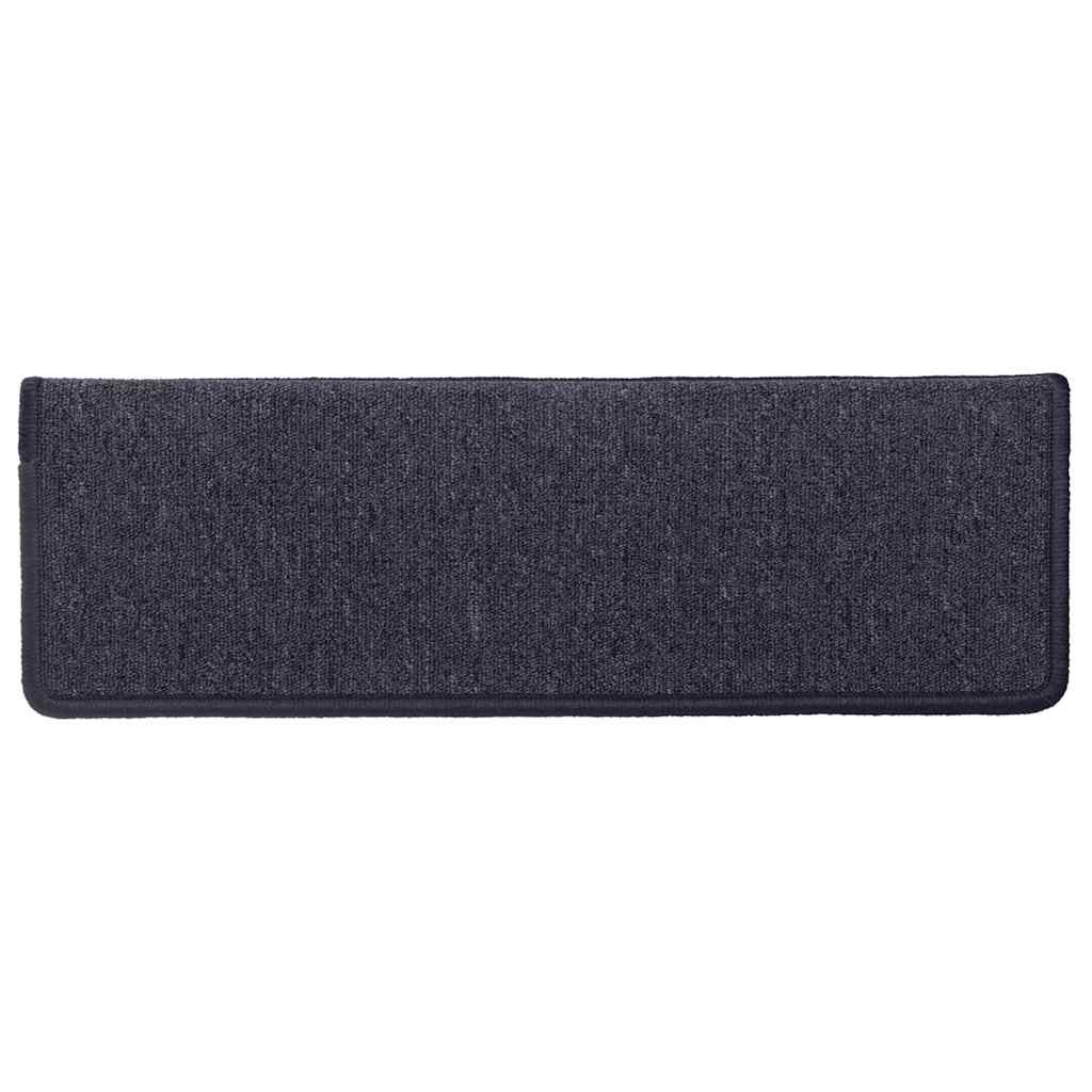 Stair Mats 15 pcs 65x21x4cm Dark Grey and Blue Rectangular Edge