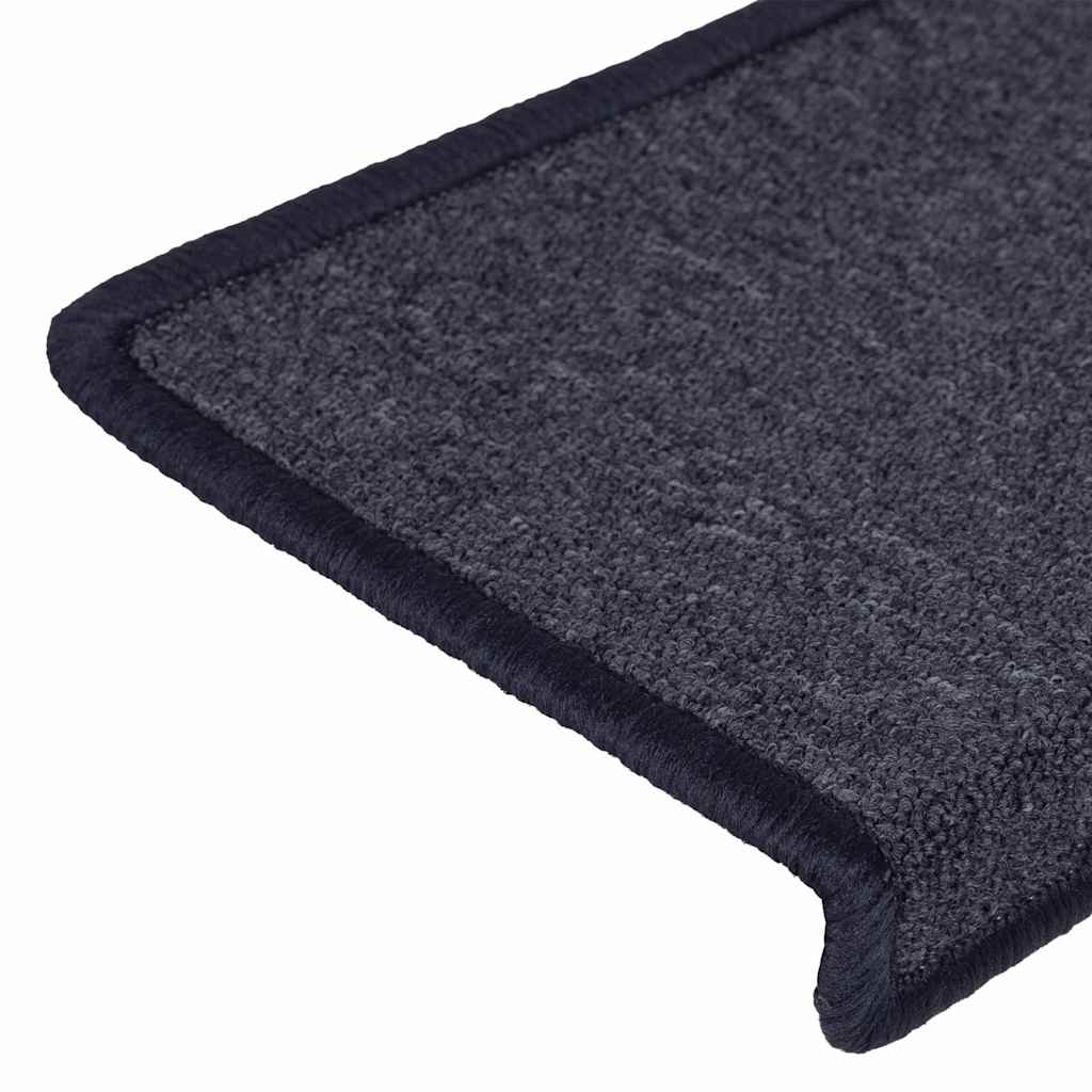 Stair Mats 15 pcs 65x21x4cm Dark Grey and Blue Rectangular Edge