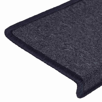 Stair Mats 15 pcs 65x21x4cm Dark Grey and Blue Rectangular Edge