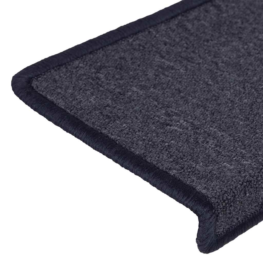 Stair Mats 15 pcs 65x21x4 cm Dark Grey and Blue Rectangular Edge