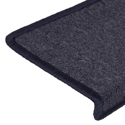 Stair Mats 15 pcs 65x21x4 cm Dark Grey and Blue Rectangular Edge