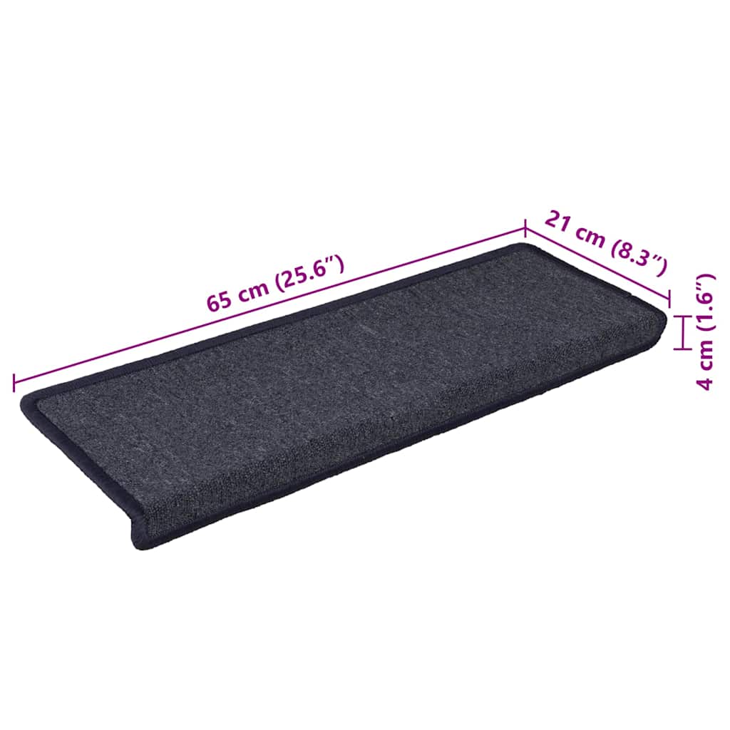 Stair Mats 15 pcs 65x21x4cm Dark Grey and Blue Rectangular Edge
