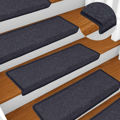 Stair Mats 15 pcs 65x21x4cm Dark Grey and Blue Rectangular Edge