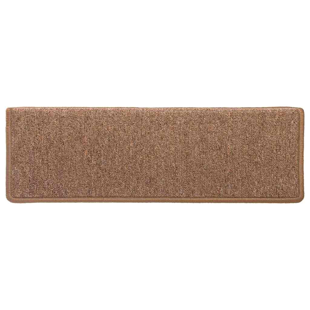 Stair Mats 15 pcs 65x21x4 cm Brown Rectangular Edge