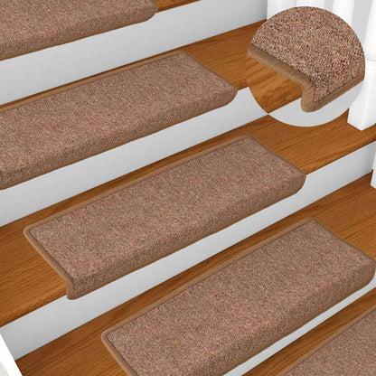Stair Mats 15 pcs 65x21x4 cm Brown Rectangular Edge