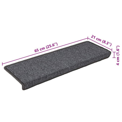 Stair Mats 15 pcs 65x21x4 cm Dark Grey Rectangular Edge
