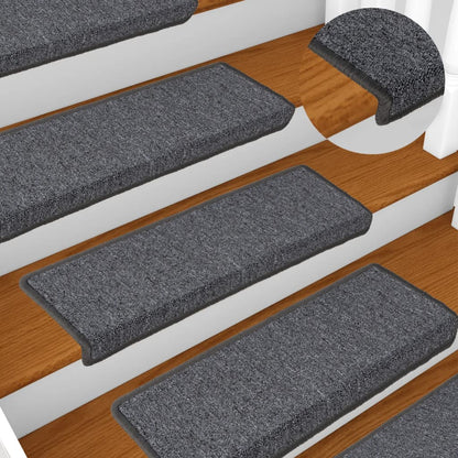 Stair Mats 15 pcs 65x21x4 cm Dark Grey Rectangular Edge