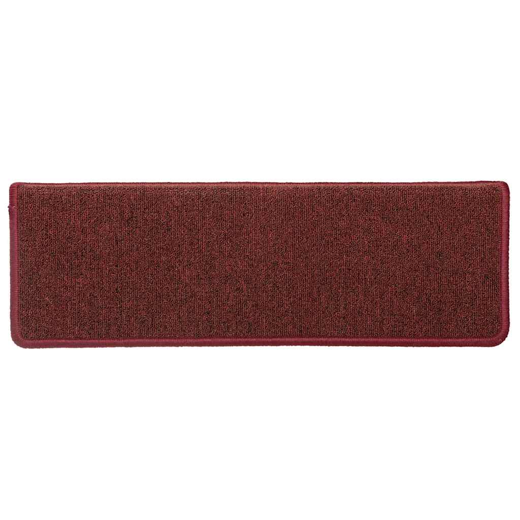 Stair Mats 15 pcs 65x21x4 cm Bordeaux Rectangular Edge