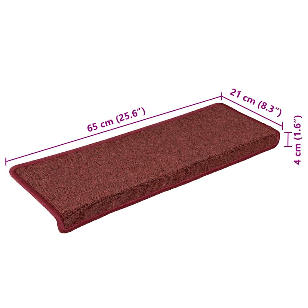 Stair Mats 15 pcs 65x21x4 cm Bordeaux Rectangular Edge